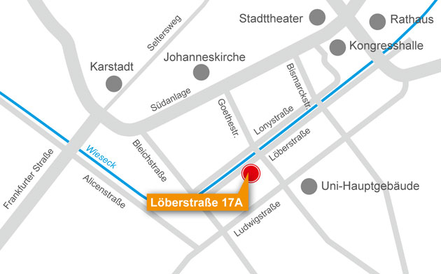 Anfahrtskizze Praxis Laub Löberstraße 17 A